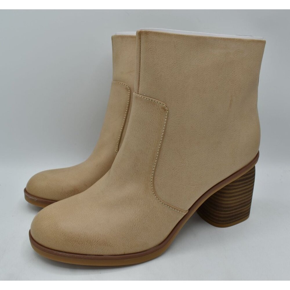 Korks by Kork-Ease Womens Size 10 Destiny Cream PU Block Heel Booties Boots